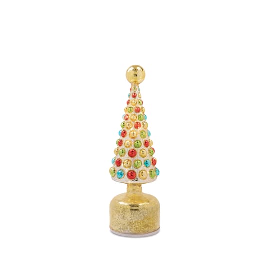 Melrose LED Mercury Glass Rotating Christmas Tree Set